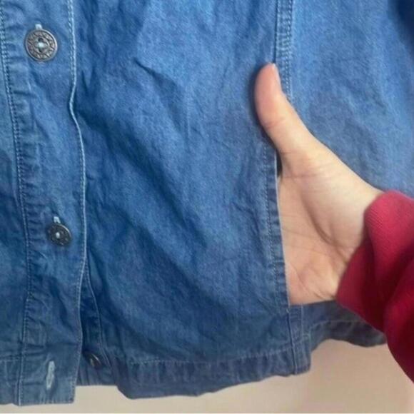 Blair 100% cotton denim chambray button up top blouse - Picture 3 of 8